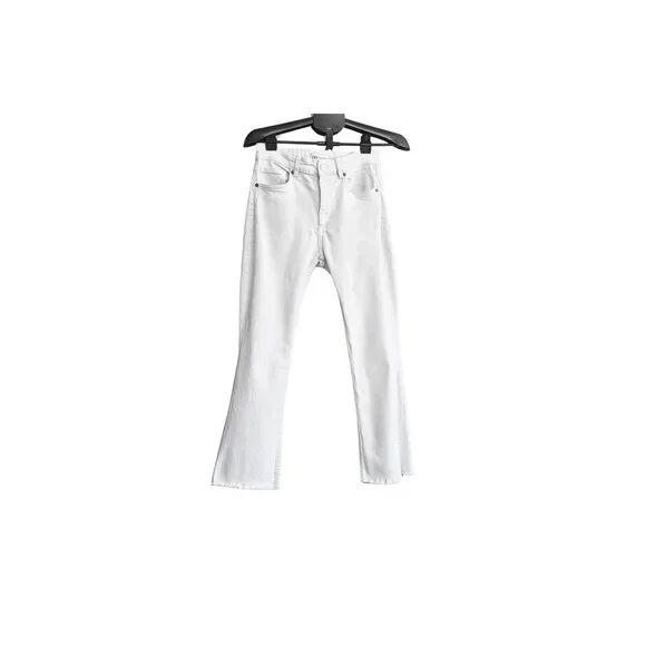 ZARA White Straight Crop Jeans – Size 8 – Join Life – Raw Hem – Preowned - Picture 2 of 7